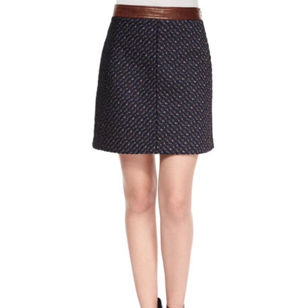 Theory Heighten Tweed Lanitta Leather Trim Skirt 4